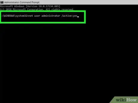 Step 3 Digite net user administrator /active:yes e pressione a tecla ↵ Enter.
