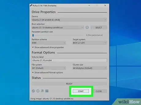 Step 7 Deixe os outros parâmetros como estão e clique em Iniciar.