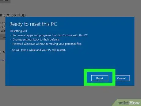 Step 9 Clique em Redefinir para formatar o computador.