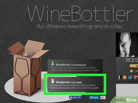 Step 2 Clique no botão "WineBottler 1.8-rc4 Development".