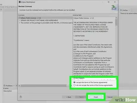 Step 8 Marque “I accept the terms of the license agreement” (Concordo com os termos de licença) e clique em Finish (Terminar).