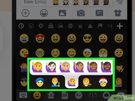 Step 19 Pressione e segure um emoji para mudar o tom de pele dele(Android 7.0+).