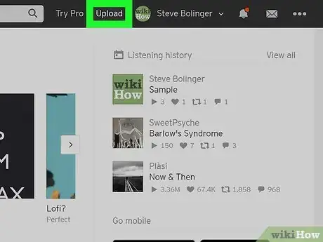 Step 2 Clique em Upload no canto superior esquerdo da janela.