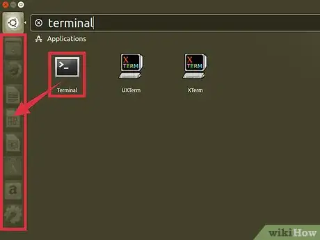 Step 3 Arraste o ícone do "Terminal" da lista de resultados da busca para a barra do Launcher.