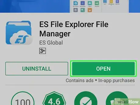 Step 3 Abra o ES File Explorer tocando em “Abrir”, na Loja Play Store, ou no ícone do ES File Explorer na tela inicial.