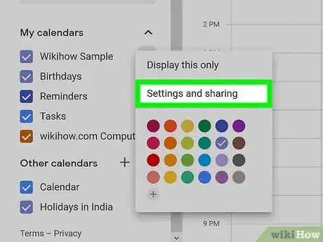 Step 4 Clique em Configurações e compartilhamento no menu.