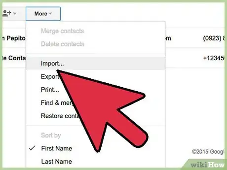 Step 8 A partir dos seus contatos do Gmail, selecione "Mais" e "Importar".