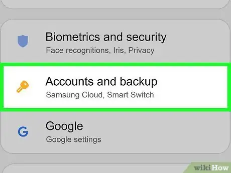 Step 2 Toque em Contas e backups.