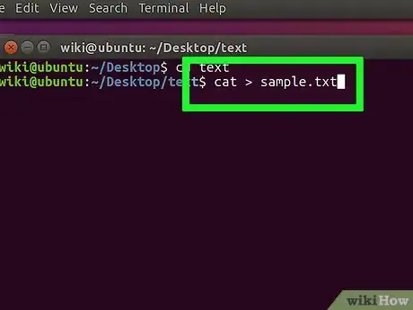 Step 1 Digite cat > MeuTexto.txt no Terminal.