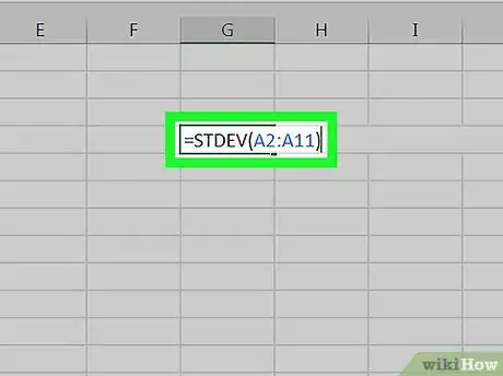 Step 3 Insira a fórmula de desvio-padrão em uma célula em branco.