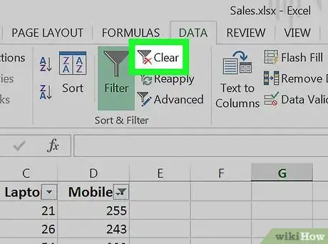 Step 4 Clique em Limpar na seção "Classificar e filtrar".