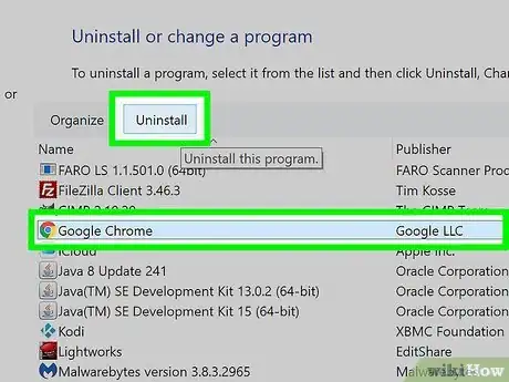 Step 4 Selecione "Google Chrome" e clique em "Desinstalar".