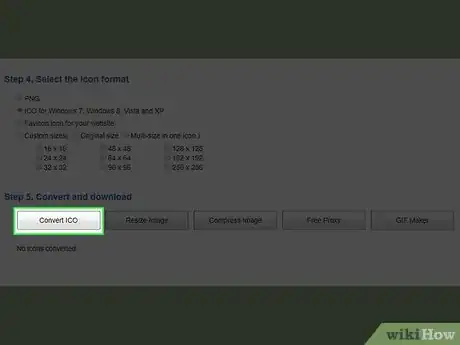 Step 9 Mais abaixo, clique em Convert ICO (Converter ICO), quase no fim da página.