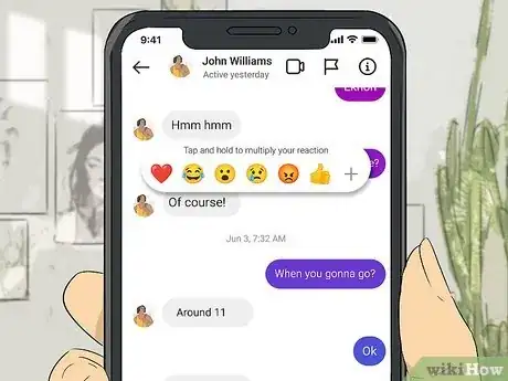 Step 2 Toque e segure a mensagem para ver os emojis com os quais pode reagir.