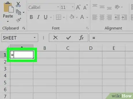 Step 4 Digite "=" dentro da célula.