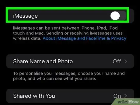 Step 6 Desabilite o iMessage se for trocar de smartphone e o novo não é da Apple.