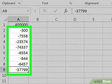 Step 5 Digite qualquer subtração nas células abaixo.