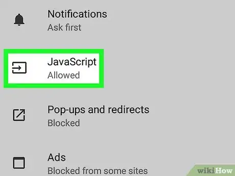 Step 5 Toque em JavaScript no meio da página.
