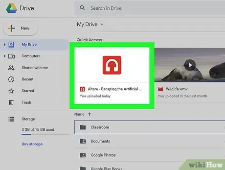 Step 6 Dê um clique duplo sobre o MP3 no Google Drive.