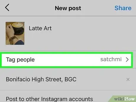 Step 5 Toque em Marcar pessoas para marcar outros usuários do Instagram no seu post.