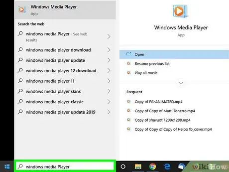 Step 3 Digite windows media player para encontrá-lo no computador.