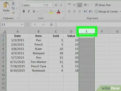 Step 3 Dê um clique com o botão direito do mouse na letra que representa a coluna à direita do local onde deseja colar os dados.