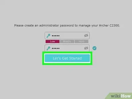 Step 3 Crie uma nova senha de admin e clique em Vamos Começar.