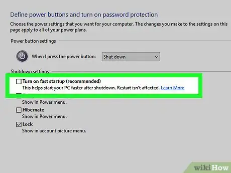 Step 2 Desligue o "Fast Boot" (inicialização rápida).