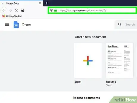 Step 1 Abra a página do Google Docs.