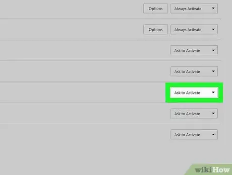 Step 17 Clique na caixa suspensa "Ask to Activate" (Pedir para ativar), à direita de "Java (TM) Platform".