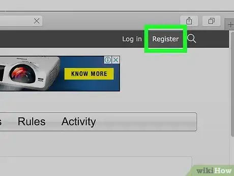 Step 2 Clique em Log in or Register (Entrar ou Cadastrar).