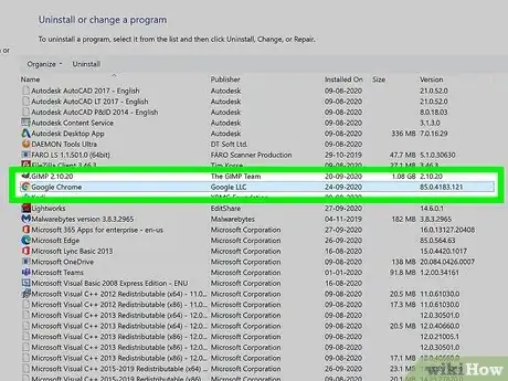 Step 3 Encontre o "Google Chrome" na lista de programas instalados.