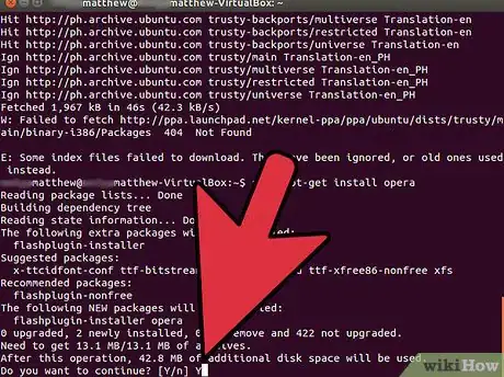 Step 7 Quando perguntar se deseja continuar, digite 'Y' no Terminal e pressione Enter.