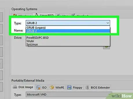 Step 10 Selecione Grub 2 pelo menu "Tipo".