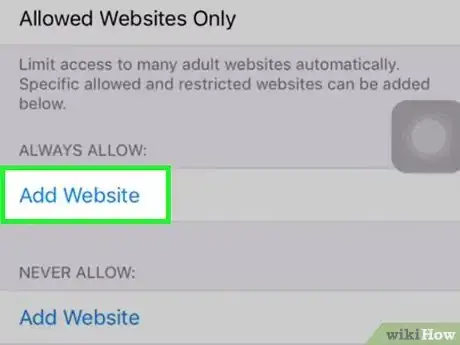 Step 10 Toque em Adicionar site, em “Nunca Permitir”.