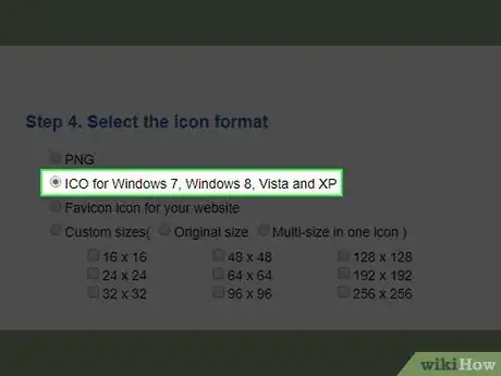 Step 8 Verifique se está utilizando o formato ICO.