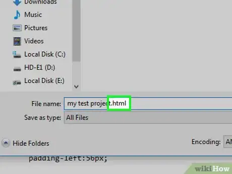 Step 7 Salve o programa na extensão de arquivo correta.