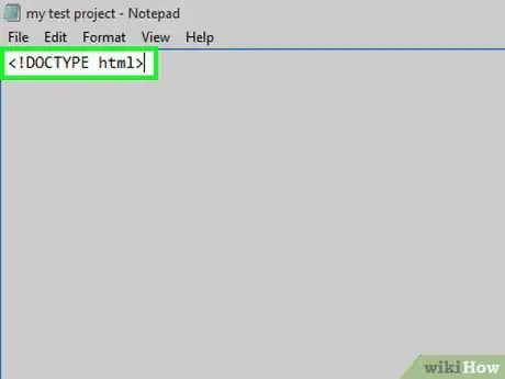 Step 2 Digite <!DOCTYPE html> e pressione a tecla ↵ Enter.