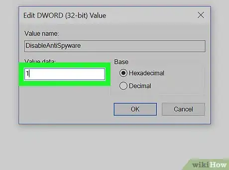 Step 9 Substitua o número em "Dados do valor" por 1.