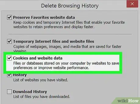 Step 5 A caixa “Cookies e dados de sites” deve estar marcada para que os cookies sejam removidos.