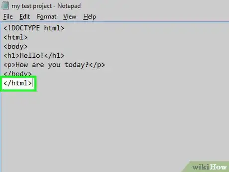 Step 8 Digite </html> no "Bloco de notas".