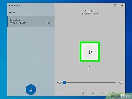 Step 5 Para ouvir o conteúdo, clique no botão “Reproduzir” (círculo com uma seta no meio do painel à direita).