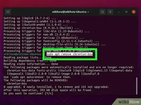 Step 3 Insira sudo apt remove [nome do app] e pressione ↵ Enter (versão Debian).