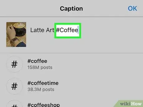 Step 10 Comece a digitar a hashtag que quer adicionar.