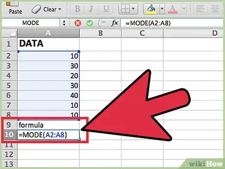 Step 2 Insira a função MODO.ÚNICO na célula na qual deseja exibir o resultado.