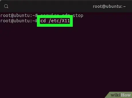 Step 5 Execute o comando cd /etc/X11 para acessar o diretório correto.