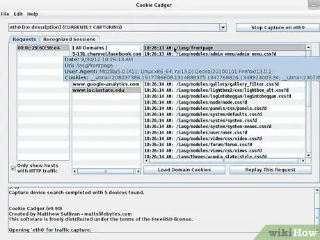 Step 6 Execute o Cookie Cadger e selecione o adaptador de rede sem fio.
