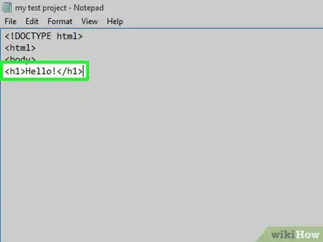 Step 5 Digite <h1>Text</h1> e pressione a tecla ↵ Enter.