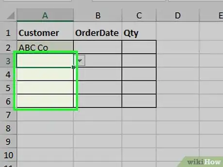 Step 2 Insira novos dados na lista suspensa.