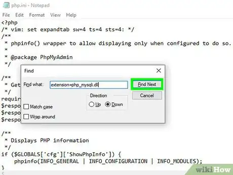 Step 14 Encontre a linha de texto "extension=php_mbstring.dll" e remova o ponto e vírgula.